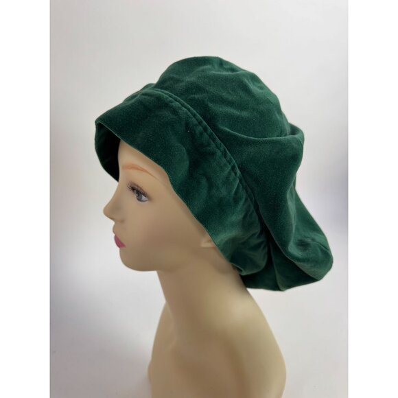 Vintage Green Velvet Slouch Beret Hat For Women Handmade Soft Fabric 1980s Style main image 11